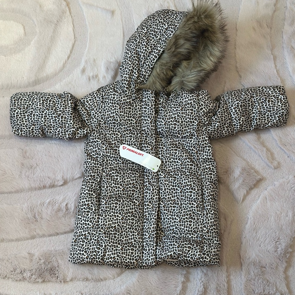 GAP Leopard Print Toddler Coat with Faux Fur